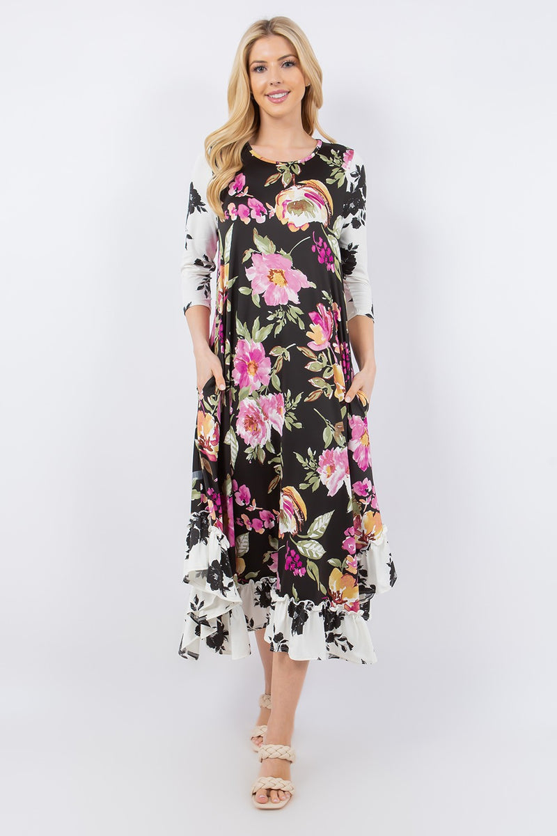 Floral Flowy Ruffle Dress – Maggi Jo'Ani