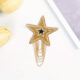 Rhinestone Star Shape Brooch With Tassel Patch